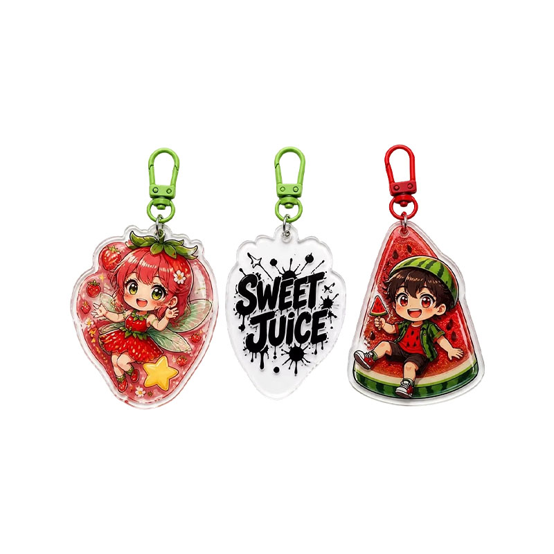 Custom Fruit Acrylic Keychain Watermelon Strawberry Epoxy Pendant