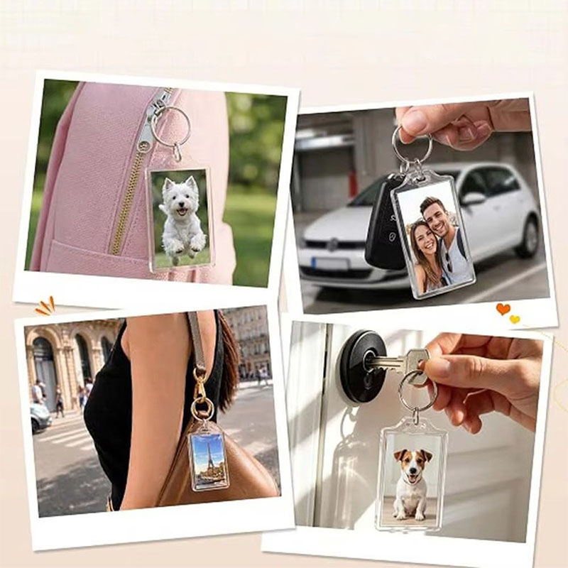 Custom Photo Insert Acrylic Photo Frame Keychain Double