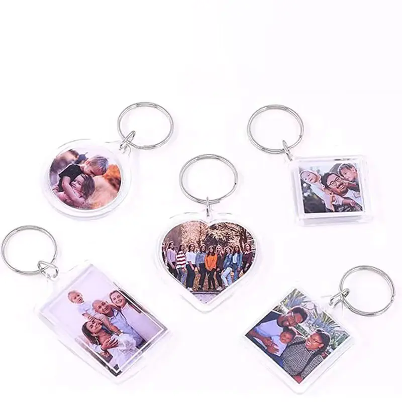 Transparent Double Side Acrylic Photo Frame Keychain Holder