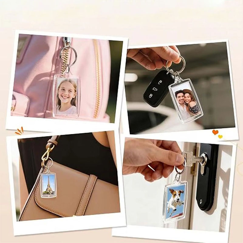 Portable Acrylic Photo Frame Keychain Travel Custom Accessory