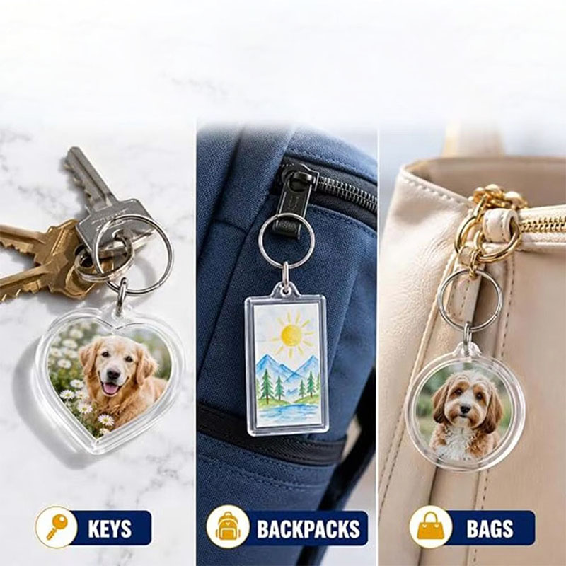 Reusable Acrylic Photo Frame Keychain Custom Souvenir Insert