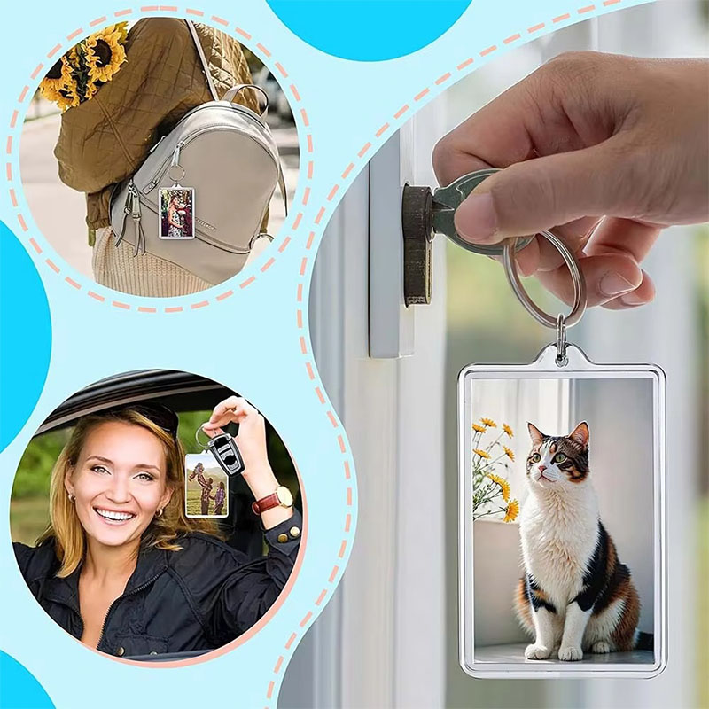 Portable Acrylic Photo Frame Keychain Anniversary Souvenir