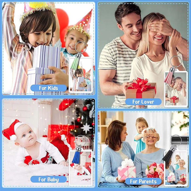 Square Acrylic Photo Frame Keychain Double Layer Design