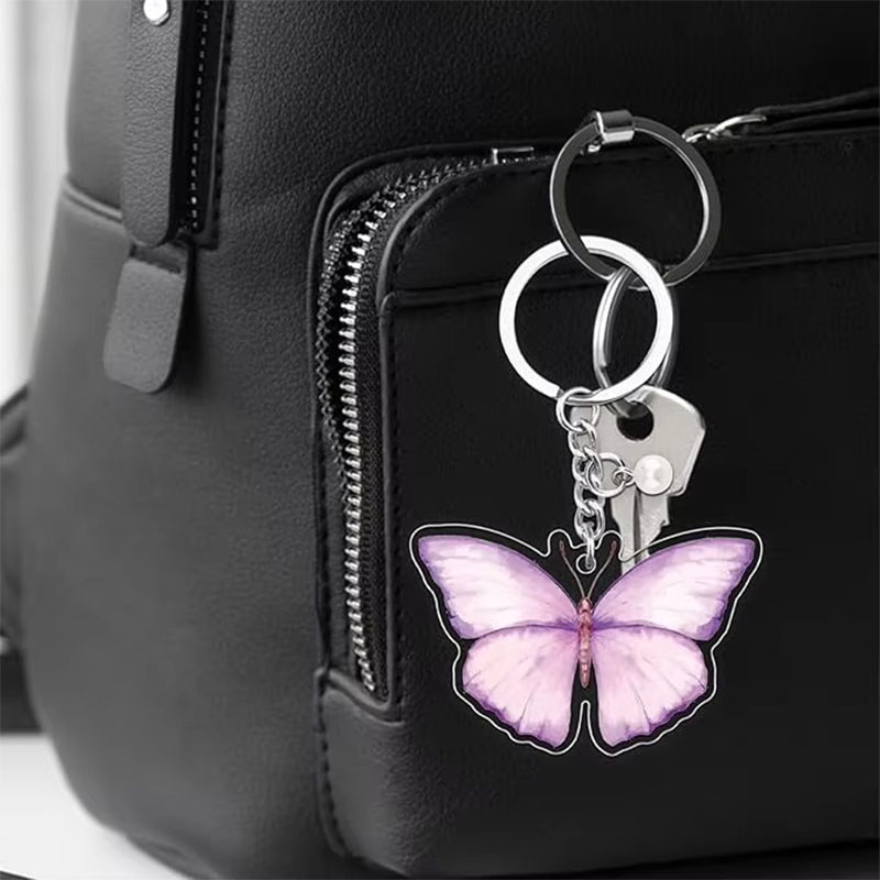 Customizable Bulk Exquisite Butterfly Acrylic Keychains Butterfly Car Keychains Bag Purse Charms Bags
