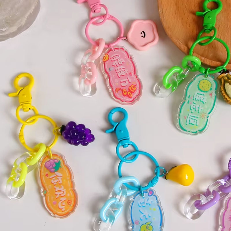Wholesale Clear Acrylic Cartoon Keychain Champagne Charm Keychain Elegant and Fun Style Keychain