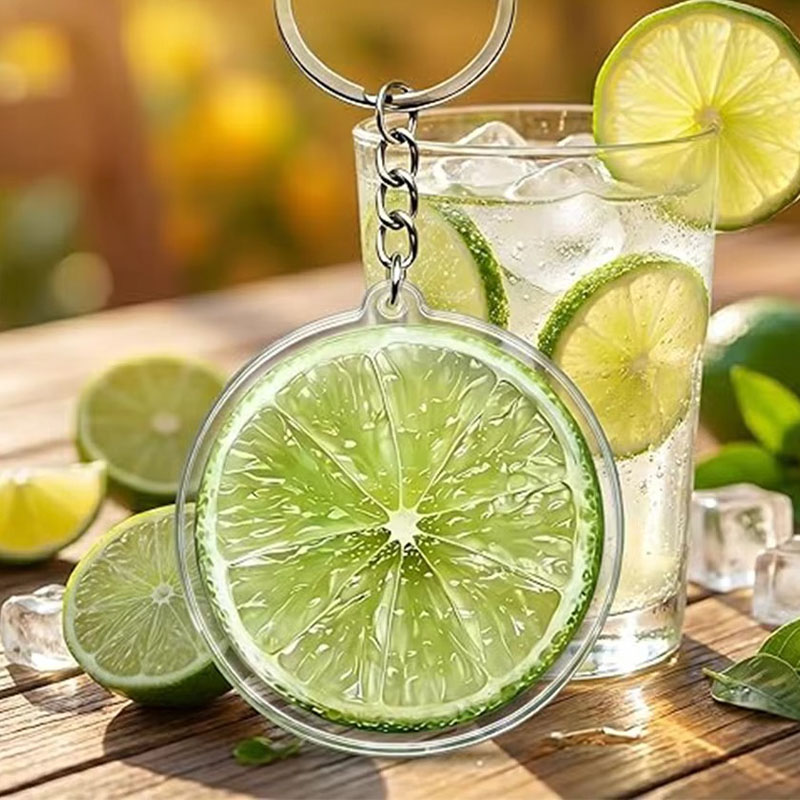 Custom Cute Lime Slice Acrylic Fruit Keychain Fresh Aesthetic Bag Charm Double Sided Pendant for Keys Backpack Purse