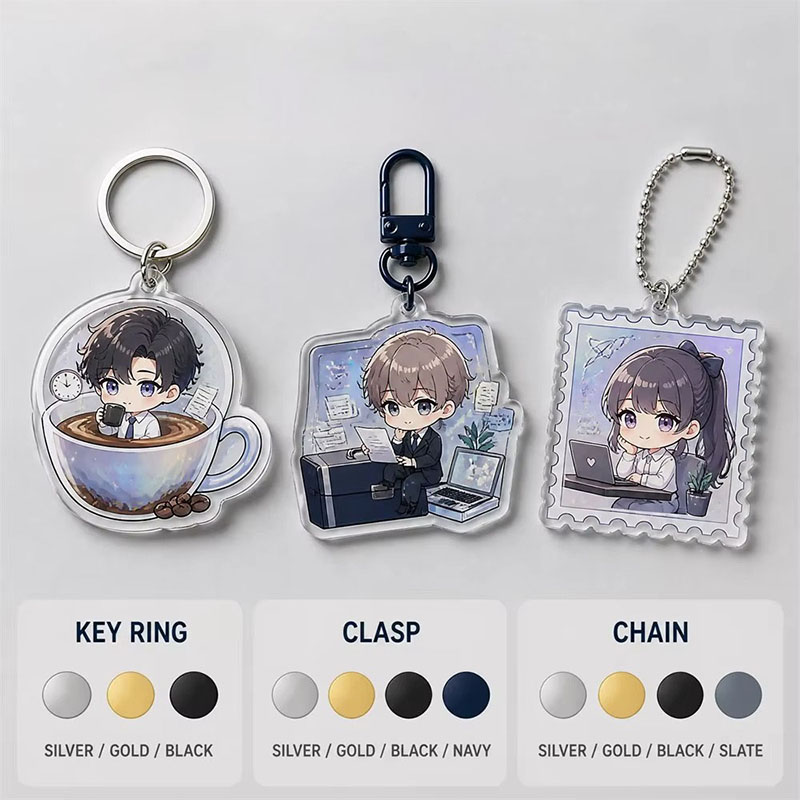 Custom Anime City Acrylic Keychain Epoxy Double Sided Pendant