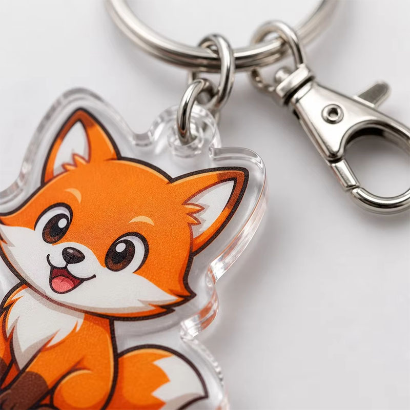 Custom Fox Acrylic Keychain Double Sided UV Print Pendant