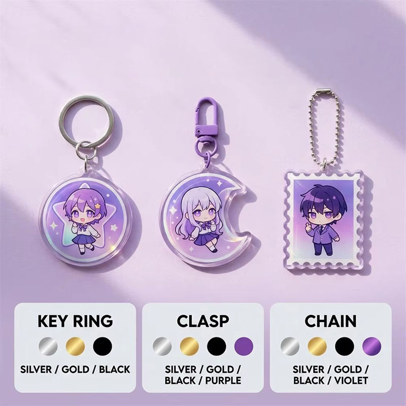 Double Sided Acrylic Keychain Glitter Epoxy Scratch Resistant