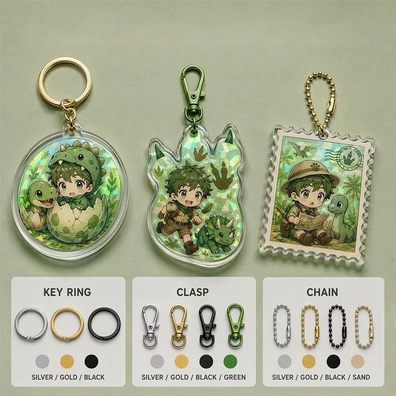 Custom Dinosaur Acrylic Keychain T Rex Anime Epoxy Charm