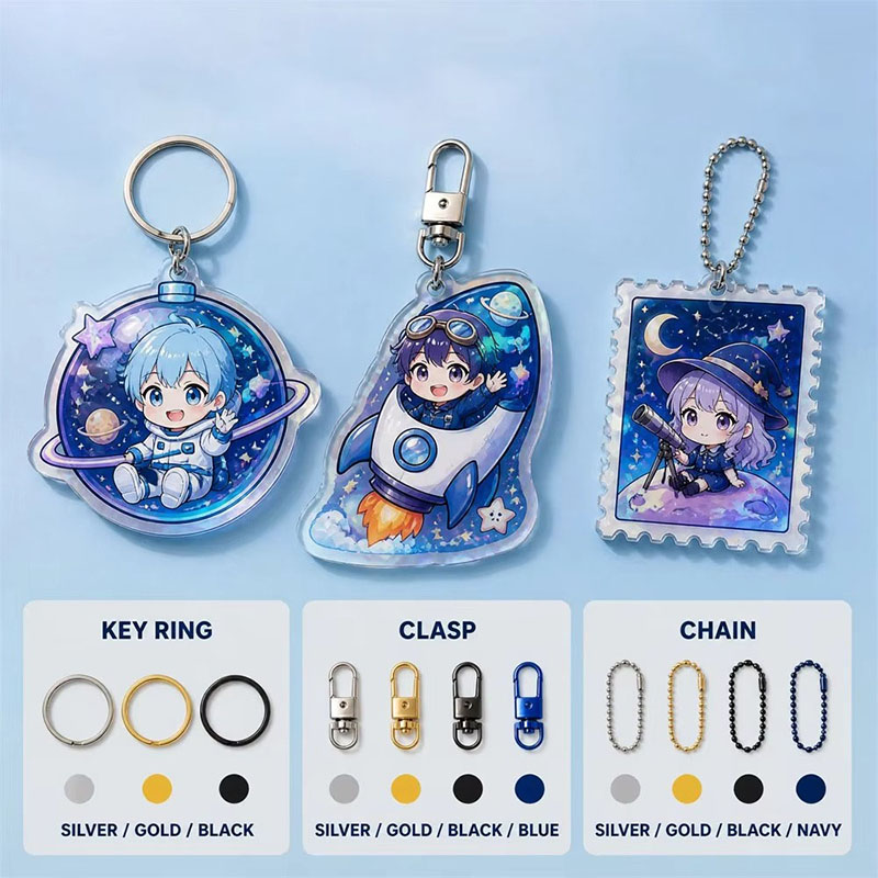 Custom Anime Acrylic Keychain Hologram Epoxy Dome Pendant