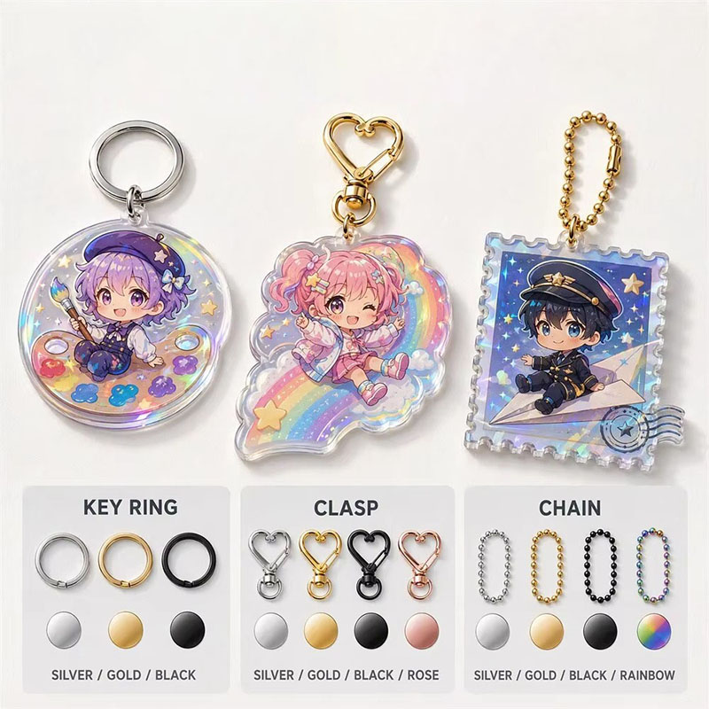 Custom Size Anime Acrylic Keychain UV Epoxy Print