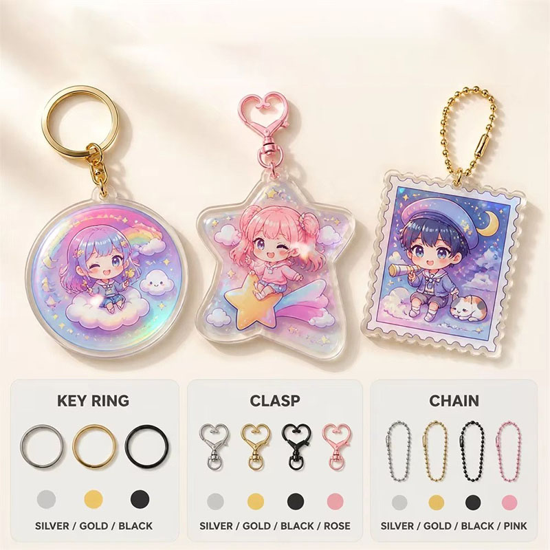 Custom Unicorn Acrylic Keychain Rainbow Holographic Epoxy Pendant