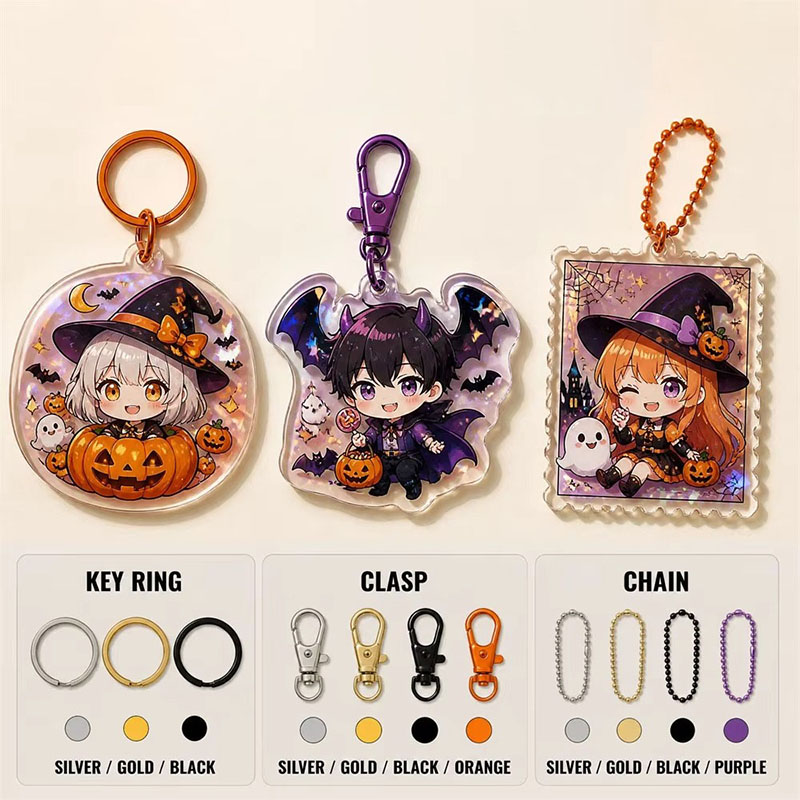 Custom Halloween Acrylic Keychain Pumpkin Ghost Anime Charm