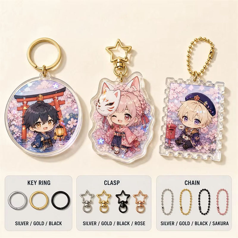Rainbow Holographic Acrylic Epoxy Keychain Anime Pendant