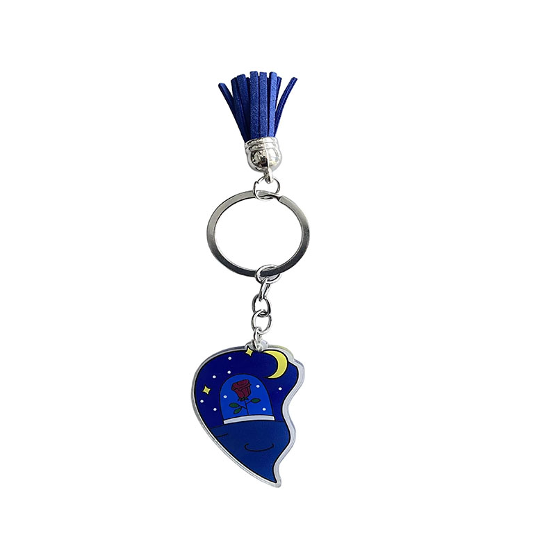 Custom Anime Heart Couple Keychain UV Printed Cartoon Style Light Plastic (Acrylic) with Magnetic Zinc Alloy Metal Type