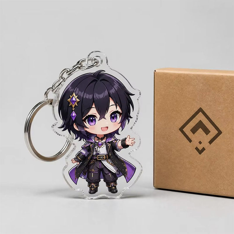 Clear Acrylic Cartoon Keychain Champagne Charm Design