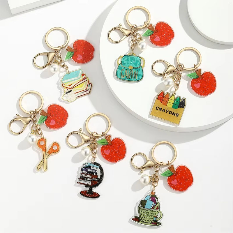 Graduation Acrylic Keychain Metal Pearl Pendant Custom