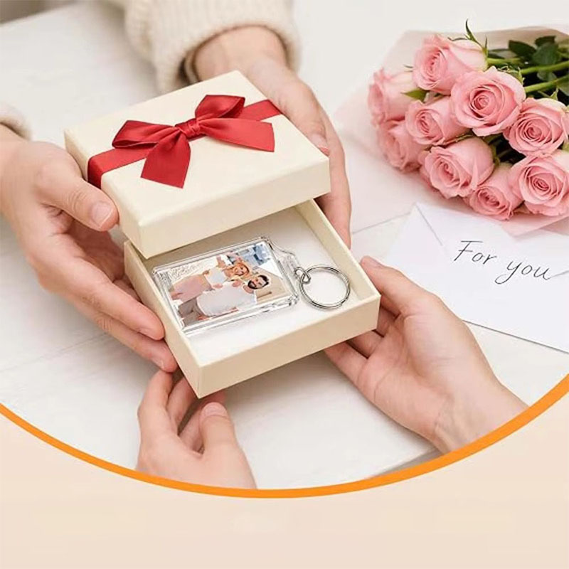 Custom Photo Insert Acrylic Photo Frame Keychain Double