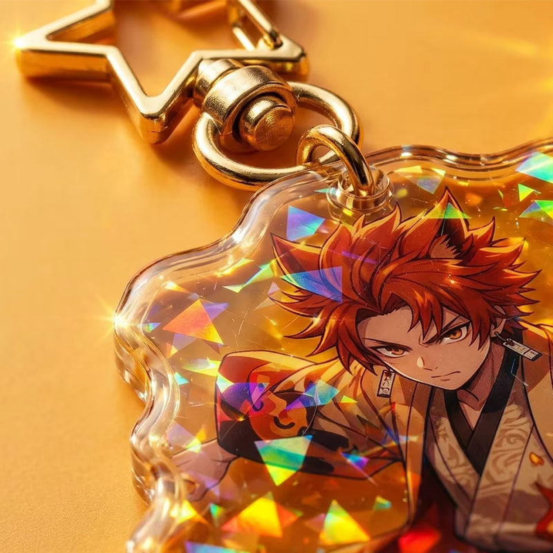 Holographic Broken Glass Acrylic Keychain Custom Printed Charm
