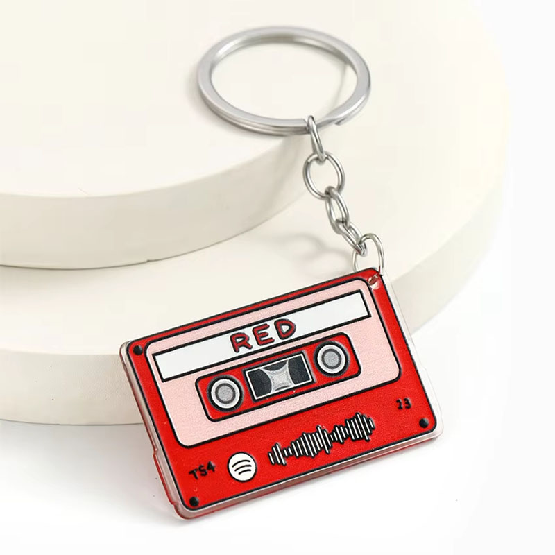 Retro Music Acrylic Keychain Digital Printed Cartoon Pendant