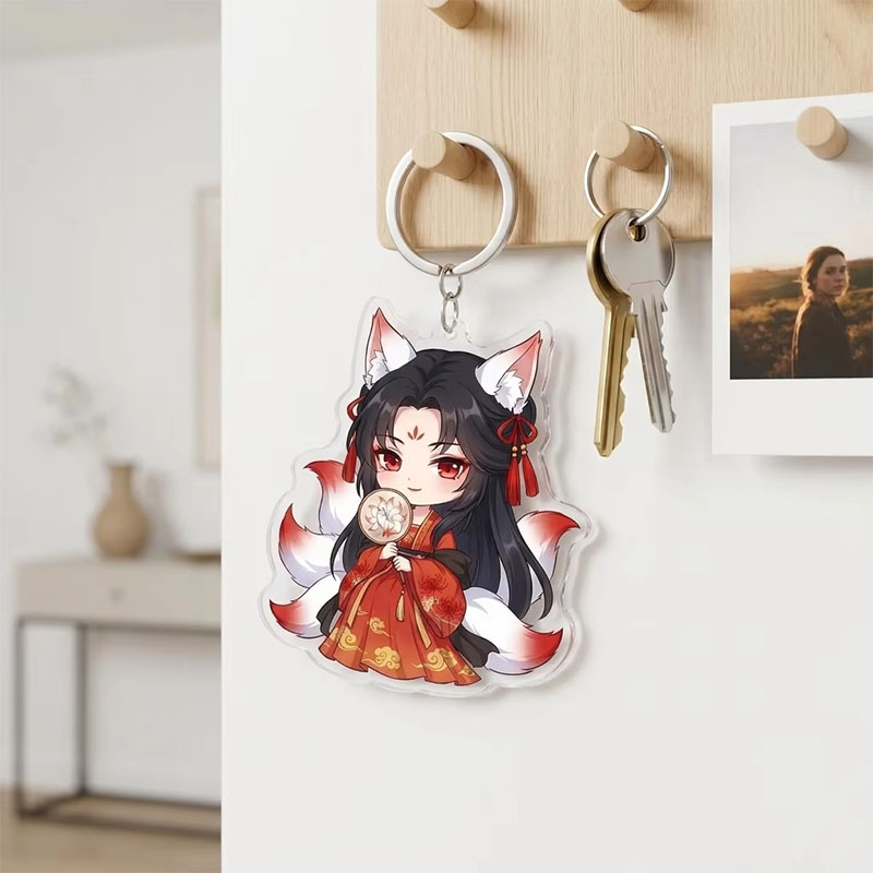 Wholesale Custom Cute Transparent Acrylic Keychain Double-Sided Digital Printed Cartoon Anime Humanoid Logo Lightweight DIY