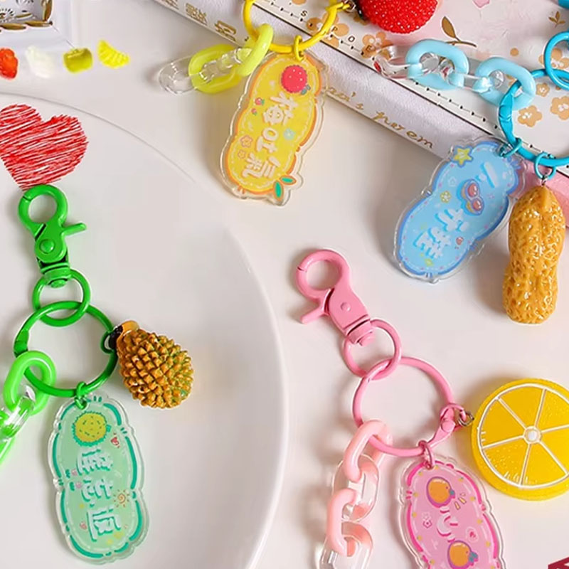 Wholesale Clear Acrylic Cartoon Keychain Champagne Charm Keychain Elegant and Fun Style Keychain