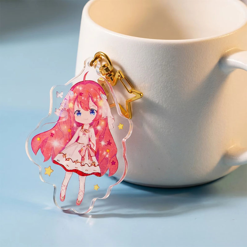 Custom Logo Acrylic Keychain Glitter Epoxy Anime Charm