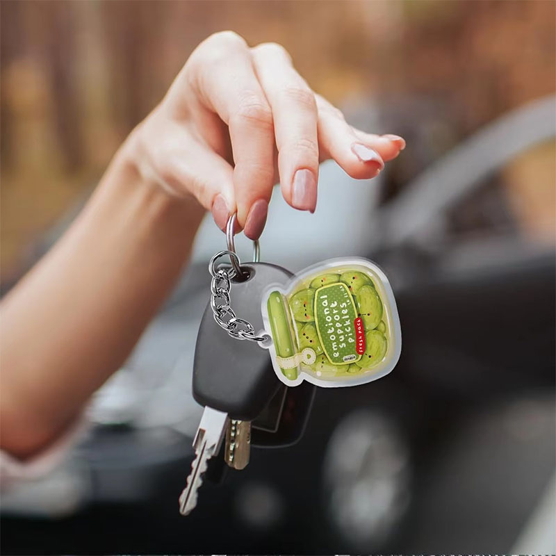 Custom Funny Emotional Support Pickle Acrylic Keychains Cute Bag Pendant Decor for Cars Motorcycles Backpack Daily Use