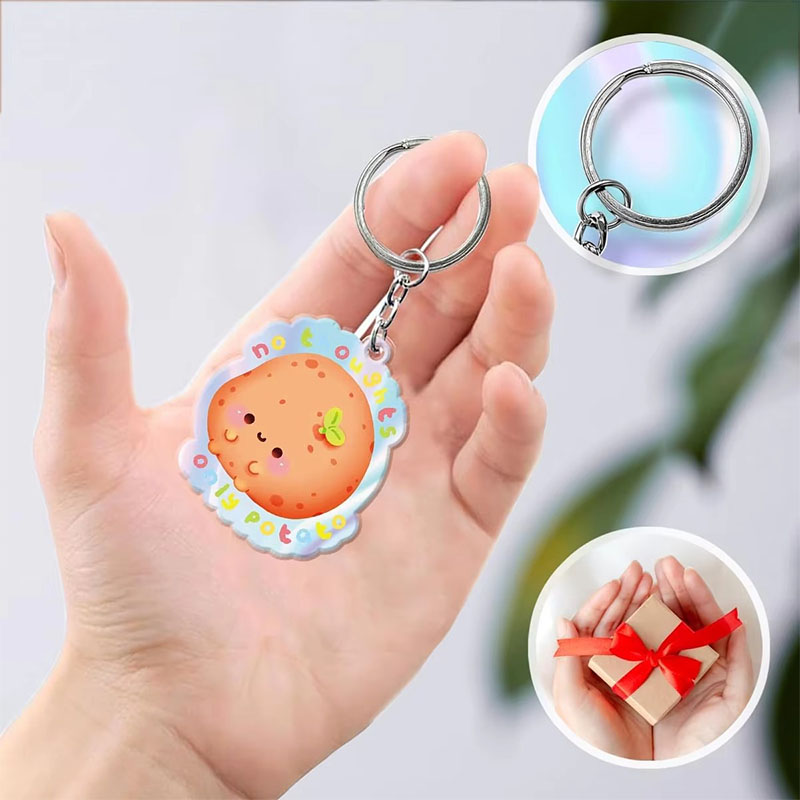 Custom Funny Potato Acrylic Keychains for Bag Accessories Friends Birthday Gag Gifts Novelty Key Chain