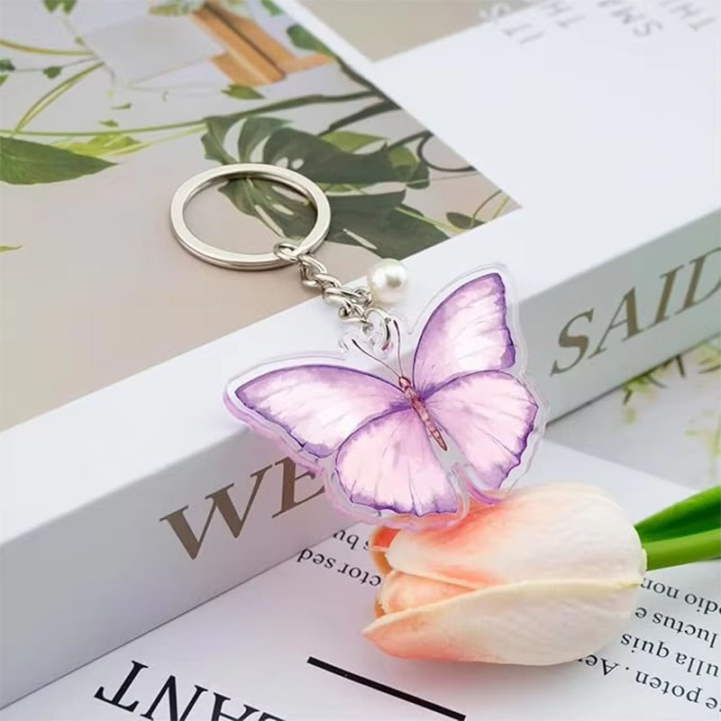 Customizable Bulk Exquisite Butterfly Acrylic Keychains Butterfly Car Keychains Bag Purse Charms Bags