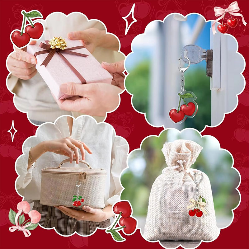 Custom Cherry Acrylic Keychain Bulk Bag Charm