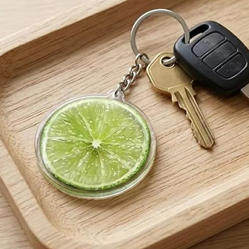 Custom Cute Lime Slice Acrylic Fruit Keychain Fresh Aesthetic Bag Charm Double Sided Pendant for Keys Backpack Purse