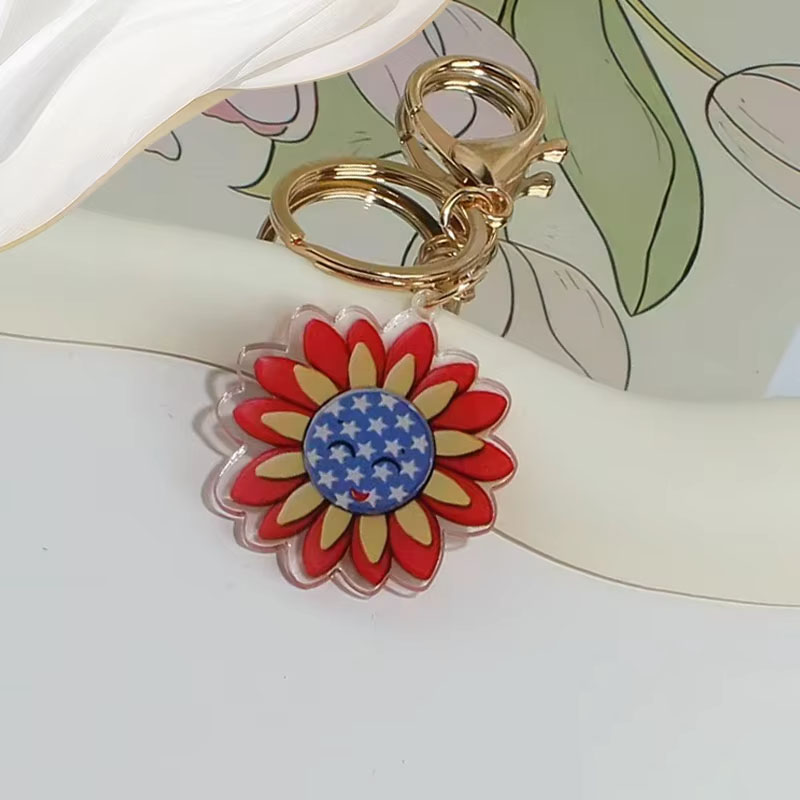 American Independence Day Series Flexible Acrylic Keychain Pendant Cartoon Style Digital Photo Element Promotion Gift Bag