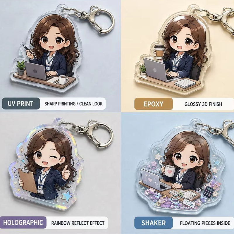 Custom Anime City Acrylic Keychain Epoxy Double Sided Pendant