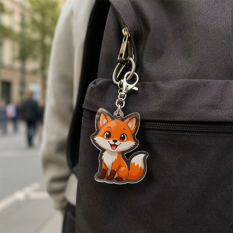 Custom Fox Acrylic Keychain Double Sided UV Print Pendant