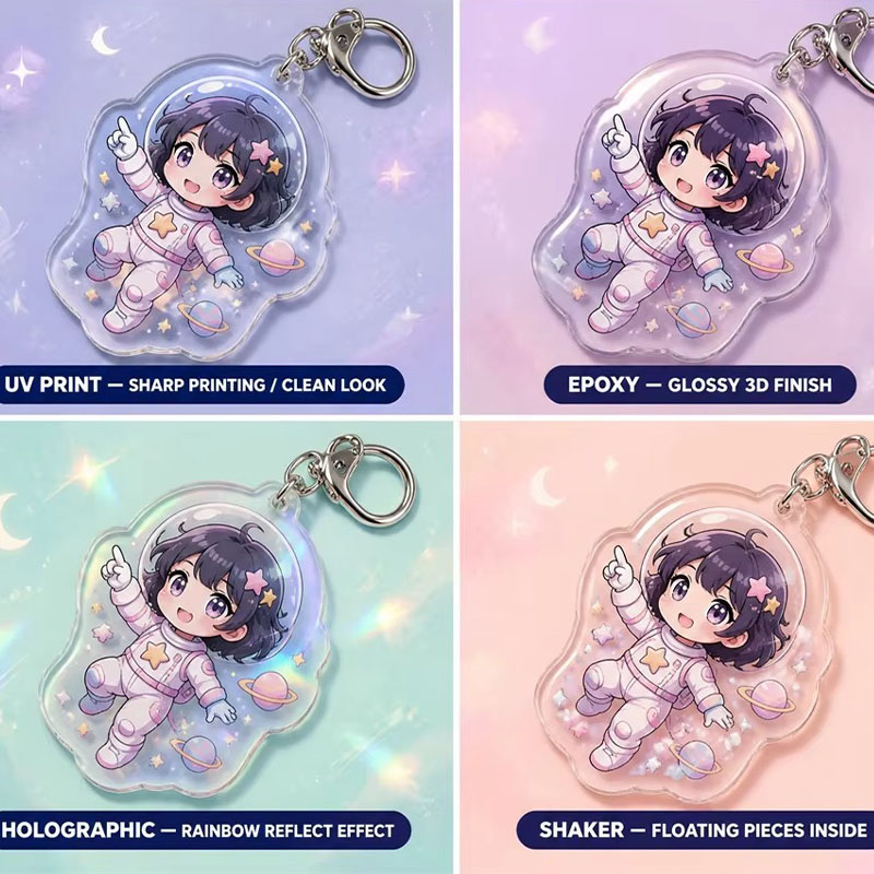Custom Anime Acrylic Keychain Hologram Epoxy Dome Pendant