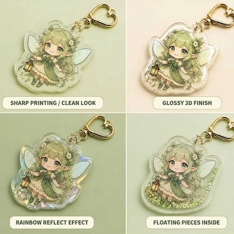Shaker Acrylic Keychain Floating Glitter Sequin Anime Charm