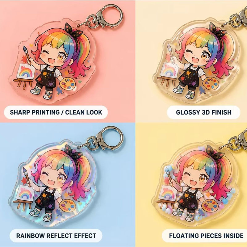 Custom Size Anime Acrylic Keychain UV Epoxy Print