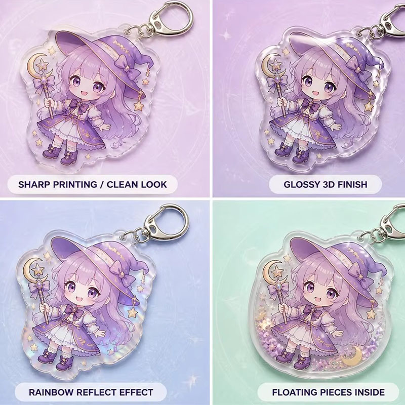 Double Sided Acrylic Keychain Glitter Epoxy Scratch Resistant