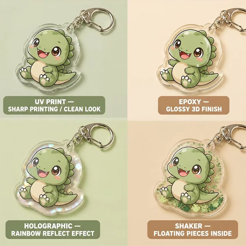 Custom Dinosaur Acrylic Keychain T Rex Anime Epoxy Charm