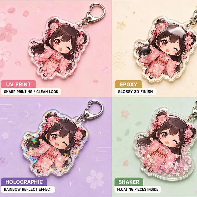 Rainbow Holographic Acrylic Epoxy Keychain Anime Pendant