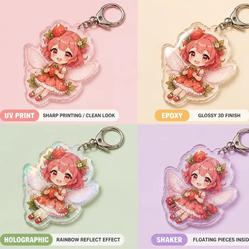 Custom Fruit Acrylic Keychain Watermelon Strawberry Epoxy Pendant