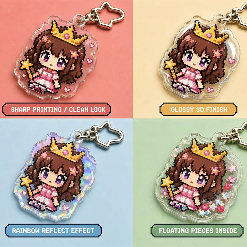 3D Anime Acrylic Keychain Custom UV Print Epoxy Dome