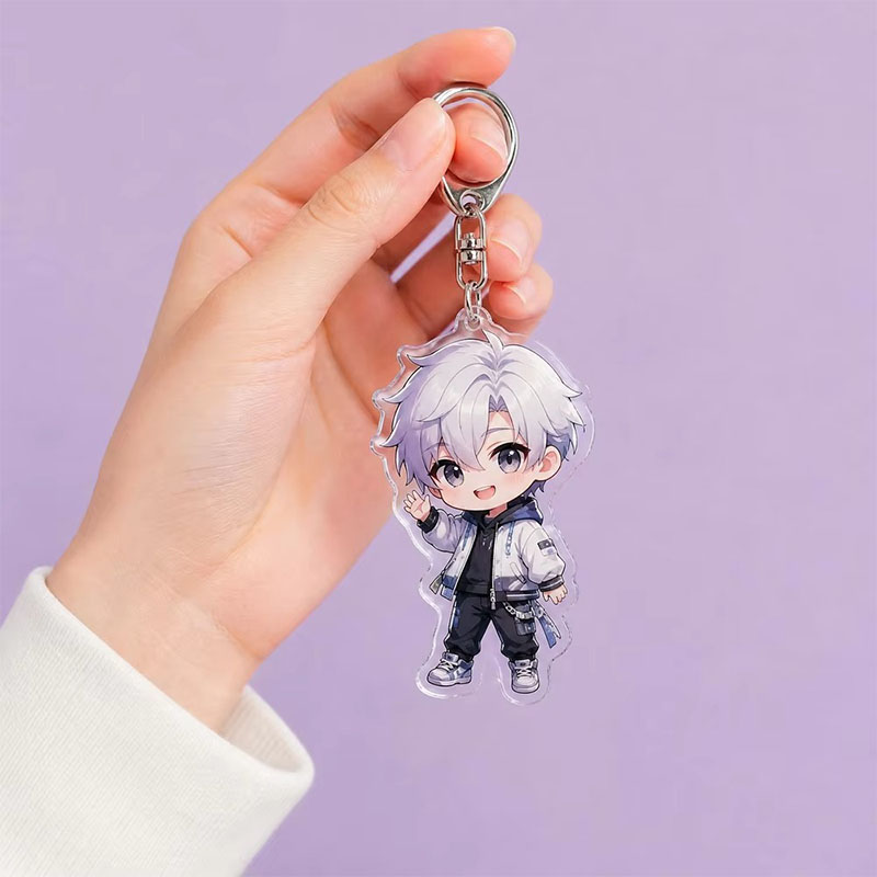Clear Acrylic Cartoon Keychain Champagne Charm Design