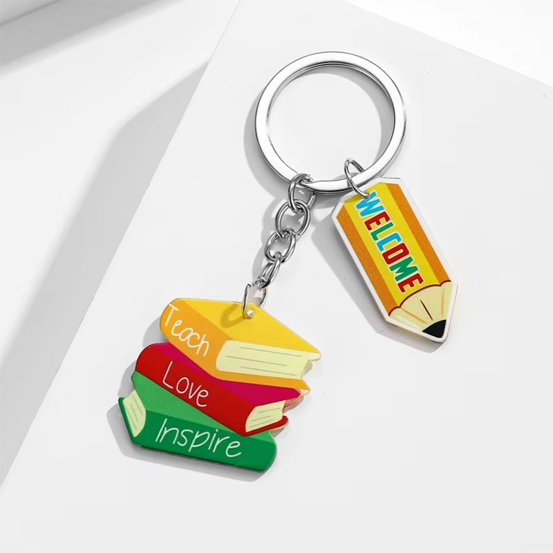 Cute Cartoon Rainbow Heart Keychain Pendant New Acrylic PVC Plastic Backpack Car Hanging Decoration Gift for Couples
