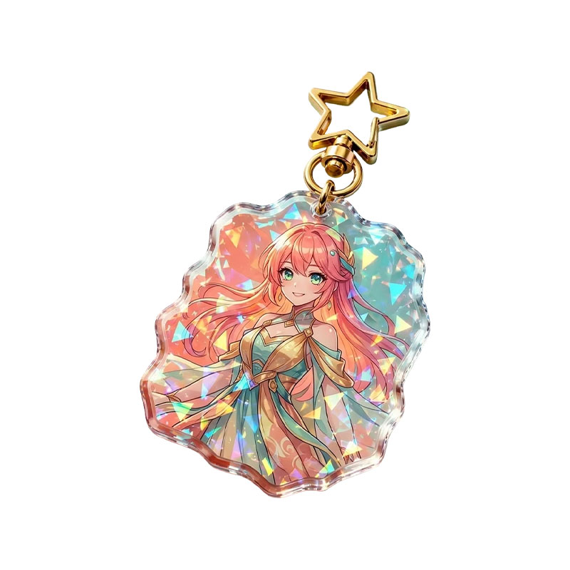 Holographic Broken Glass Acrylic Keychain 3D Printed Charm