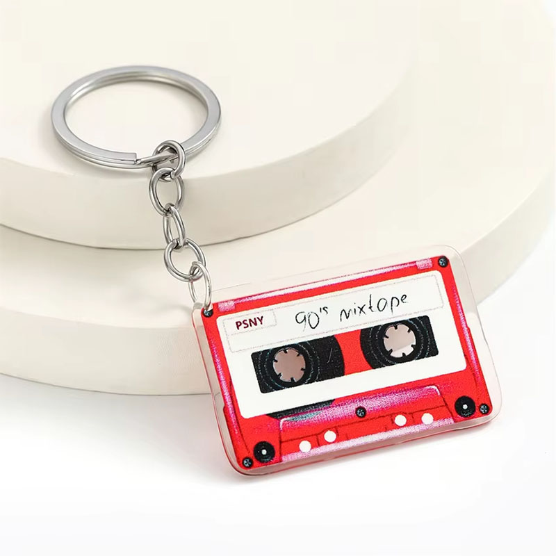 Retro Music Acrylic Keychain Digital Printed Cartoon Pendant