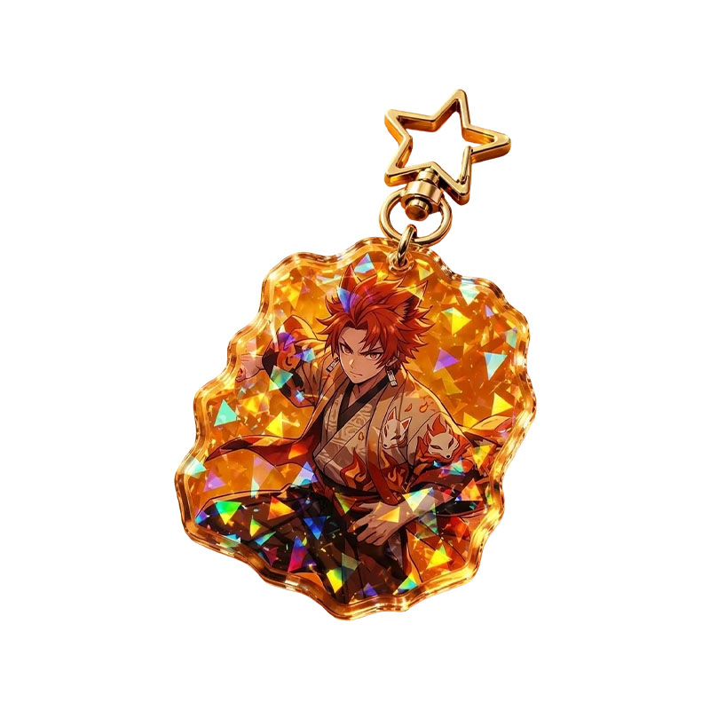 Holographic Broken Glass Acrylic Keychain Custom Printed Charm