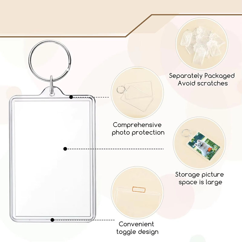 UV Printed Acrylic Photo Frame Keychain Waterproof Custom